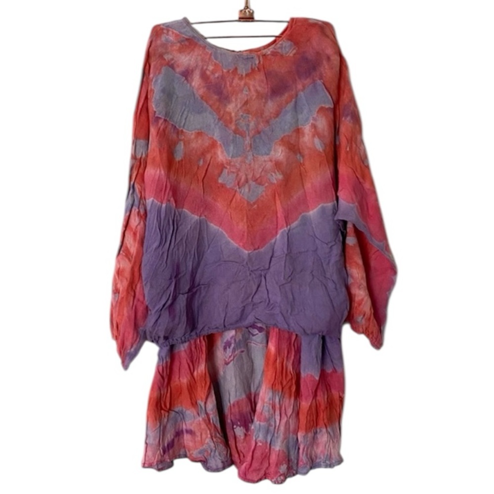 Vintage Tie Dye Skirt Top Set Wearable Art Festival Wear